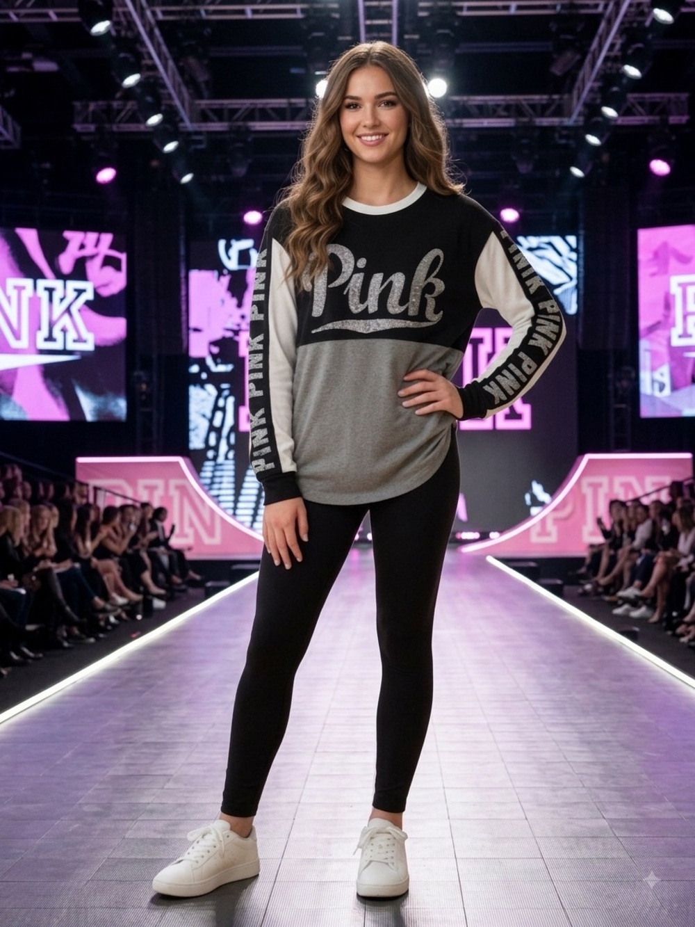 Victoria’s Secret PINK Long Sleeve Varsity Bling Tee